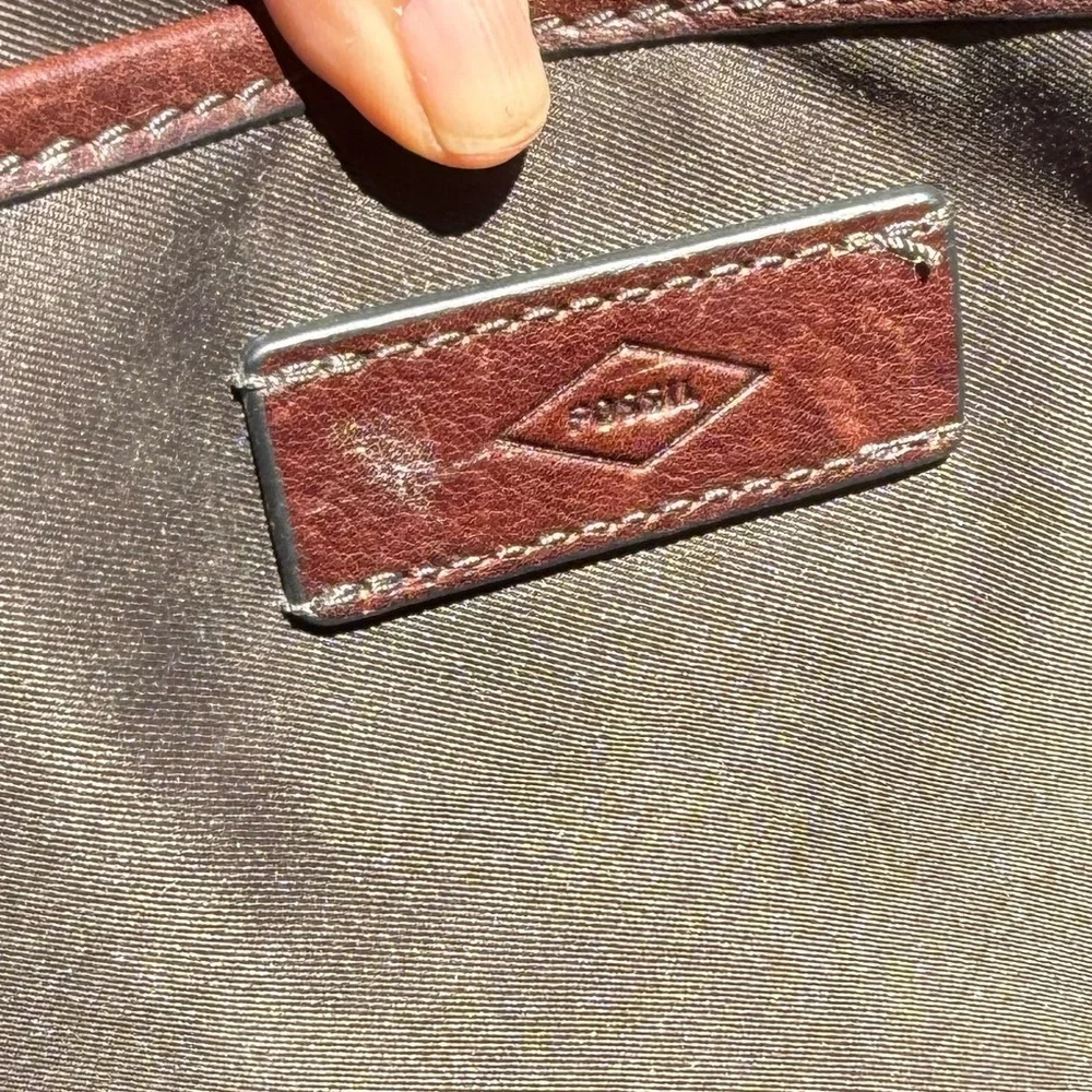 ▶️ Fossil ◀️ Brown Leather Messenger Computer Bag